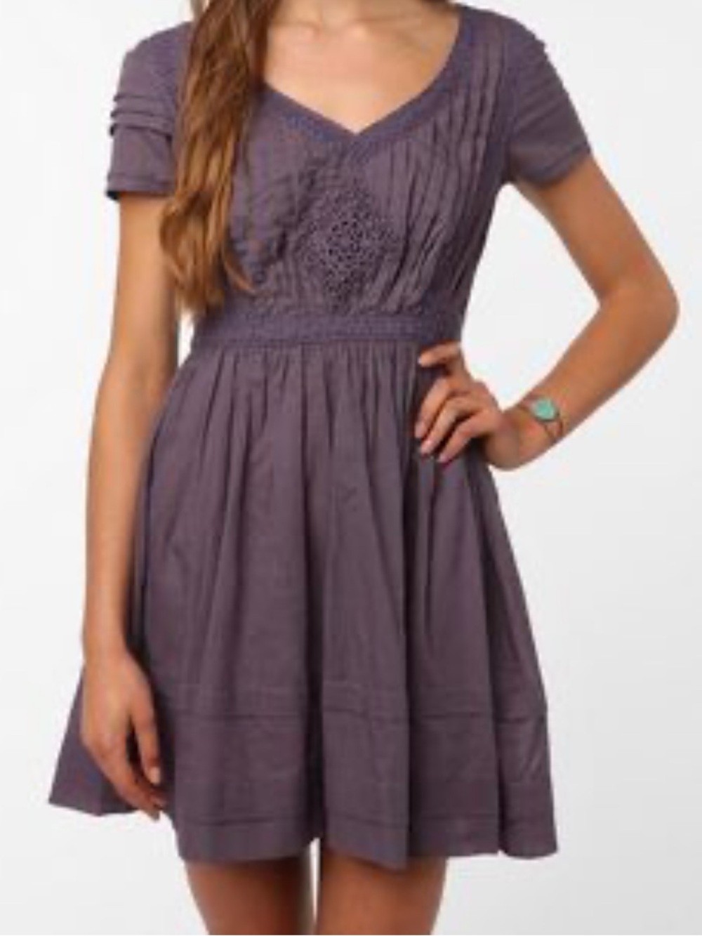 Thistlepearl Purple Crochet Lace Cotton Mini Dress Boho Whimsygoth Y2K Size 2